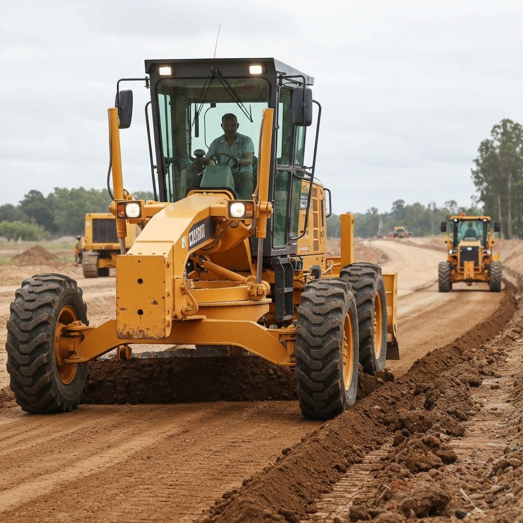 Niveleuse construction routiere